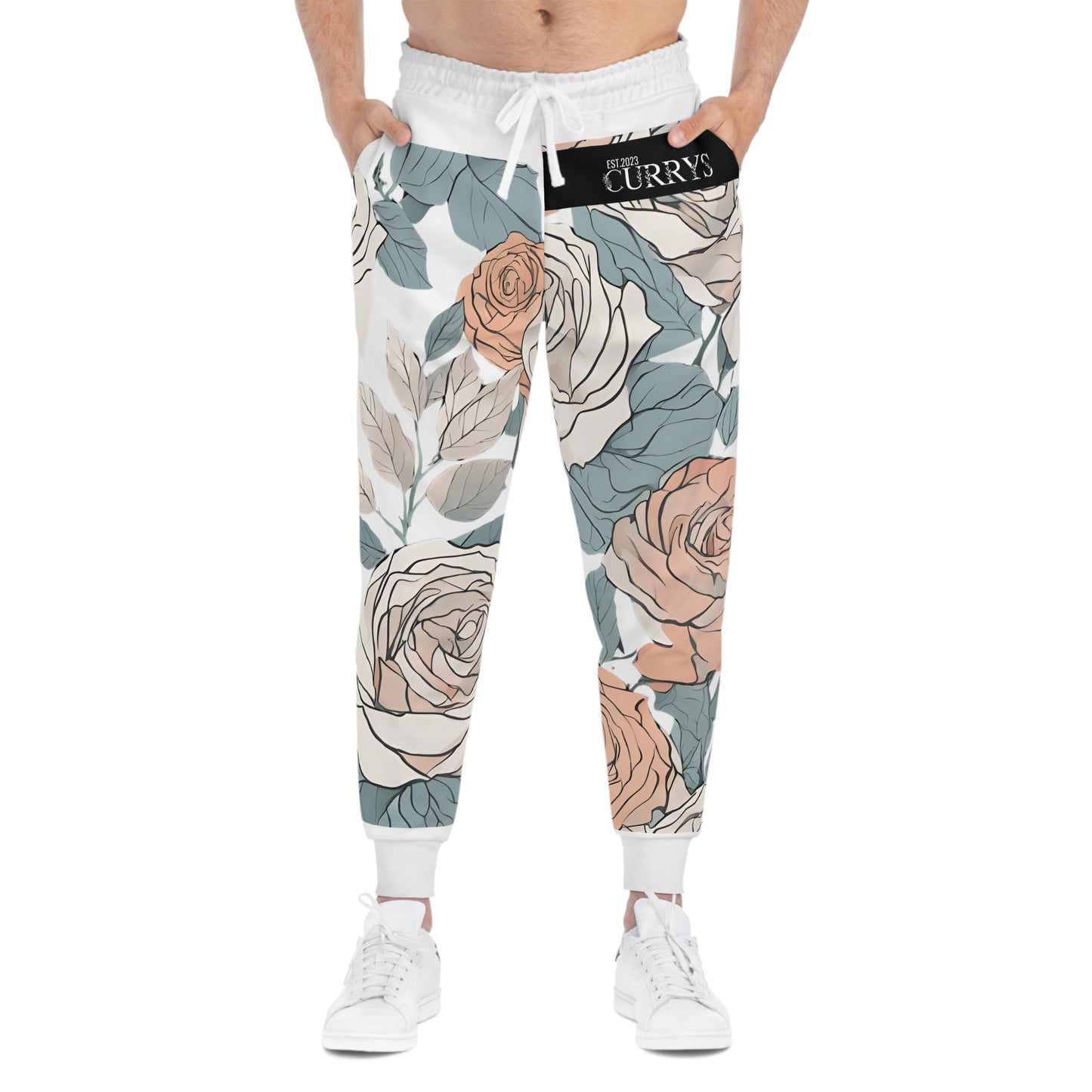 White and Red Rose joggers