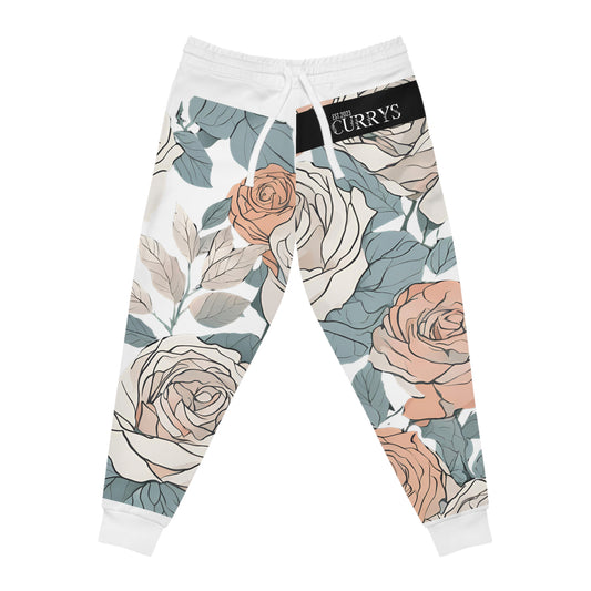 White and Red Rose joggers