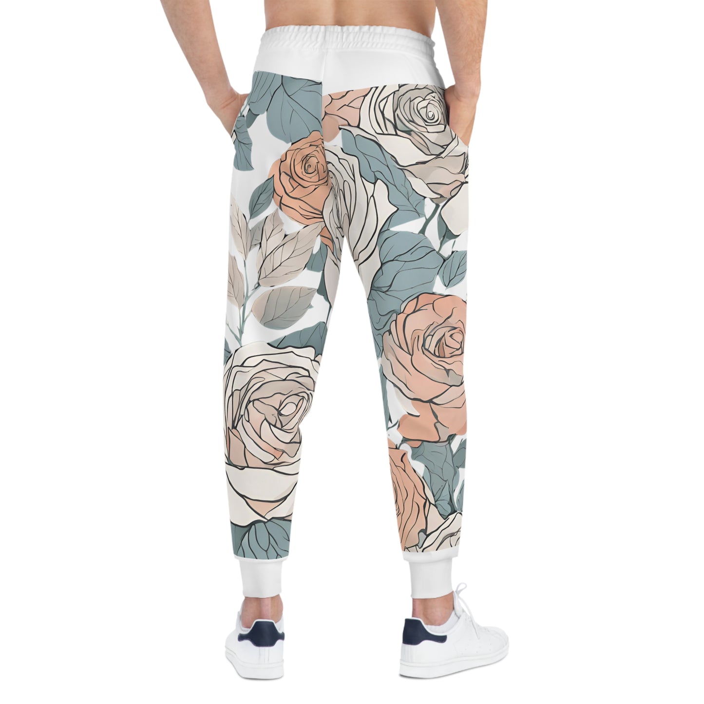 White and Red Rose joggers